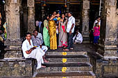 Pilgrims inside the Swamimalai temple.